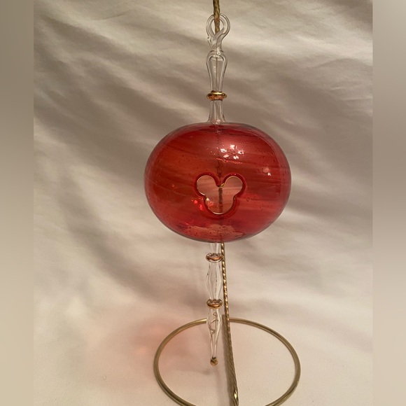 Disney arribas bros Mickey Mouse Red Gold Blown Glass Finial Ornament 8.5" Box - Picture 2 of 15